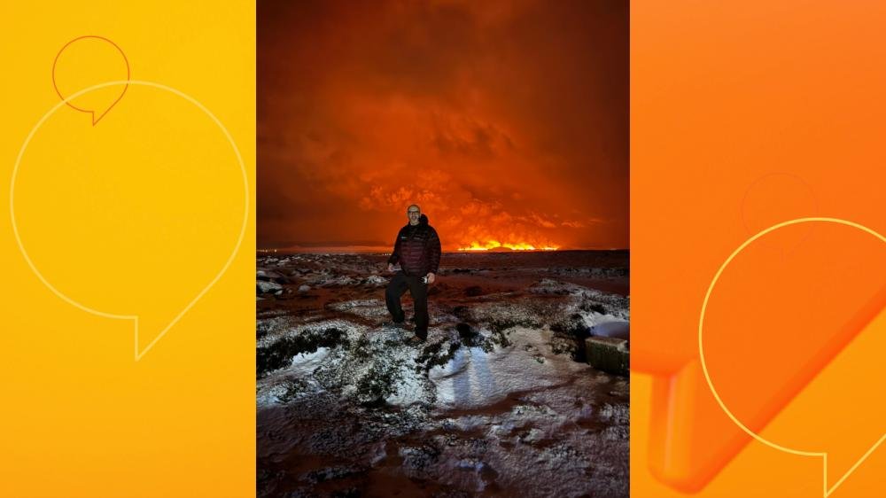Expedição liderada por paranaense testemunha grande erupção vulcânica em Grindavik, na Islândia