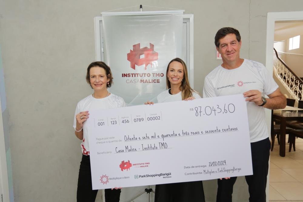 Multiplan e ParkShoppingBarigüi doam cerca de R$ 90 mil para instituto curitibano de acolhimento a transplantados