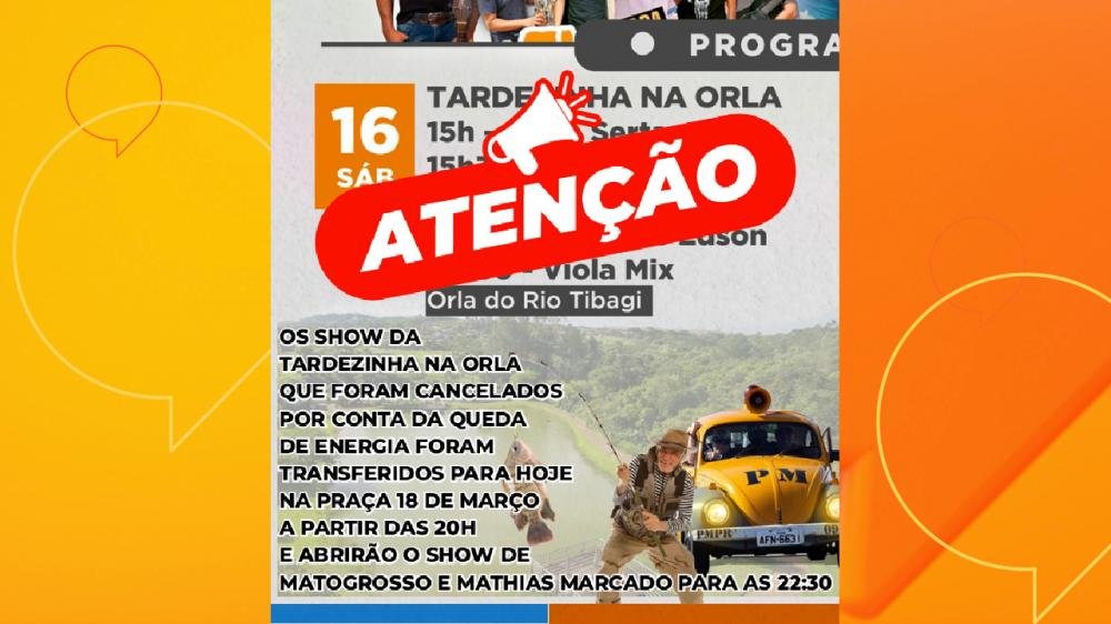 Shows em comemoração aos 152 anos de Tibagi são transferidos para hoje