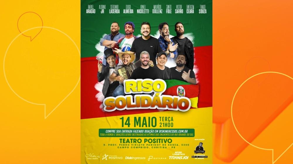Show de humor no Teatro Positivo terá renda revertida para Rio Grande do Sul 