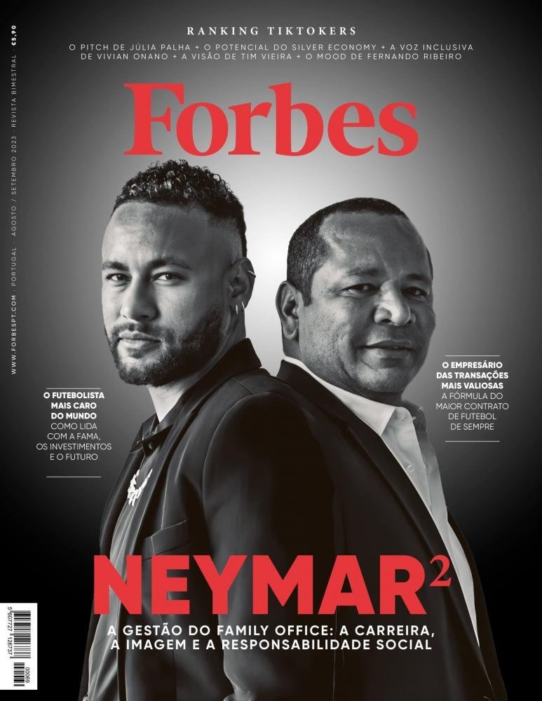Forbes Portugal exibe matéria exclusiva sobre a carreira, a imagem e a responsabilidade social de Neymar