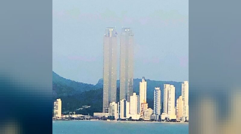 The Yachthouse Residence Club twin towers in Balneário Camboriú, Brazil, photographed on 25 August 2021. They were the tallest buildings in Brazil at