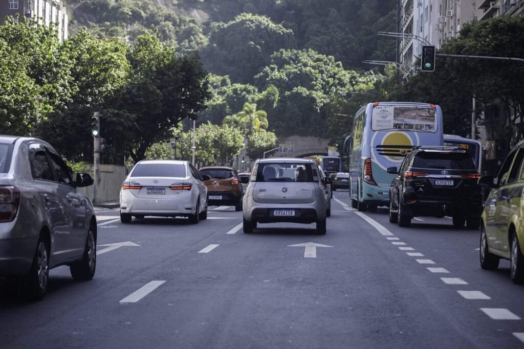 Road traffic in Rio de Janeiro, Brazil.