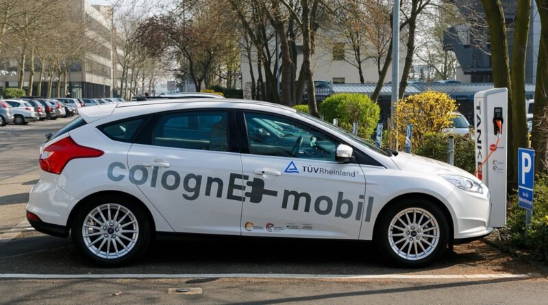 Cologne, Germany: Electric Car Charging Point at TUV Rheinland Headquarters in Cologne, Germany