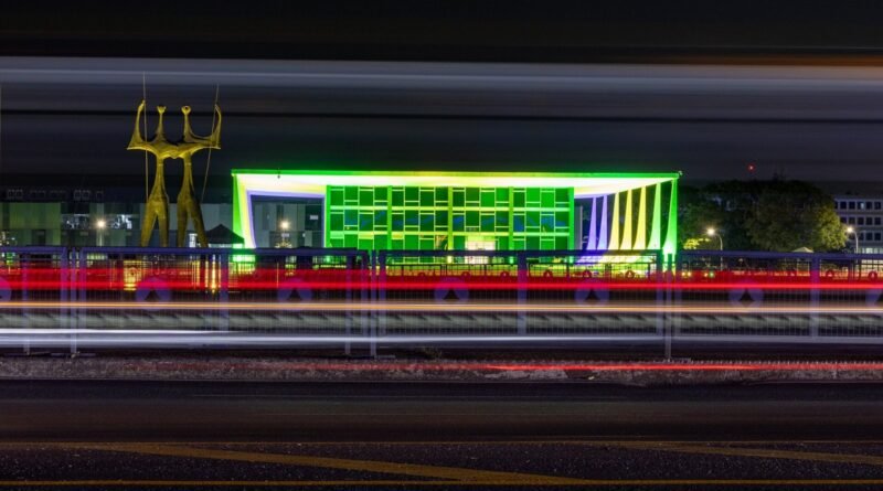 Long exposure picture of the Brazilian Supreme Court. View from the Planalto Palace.